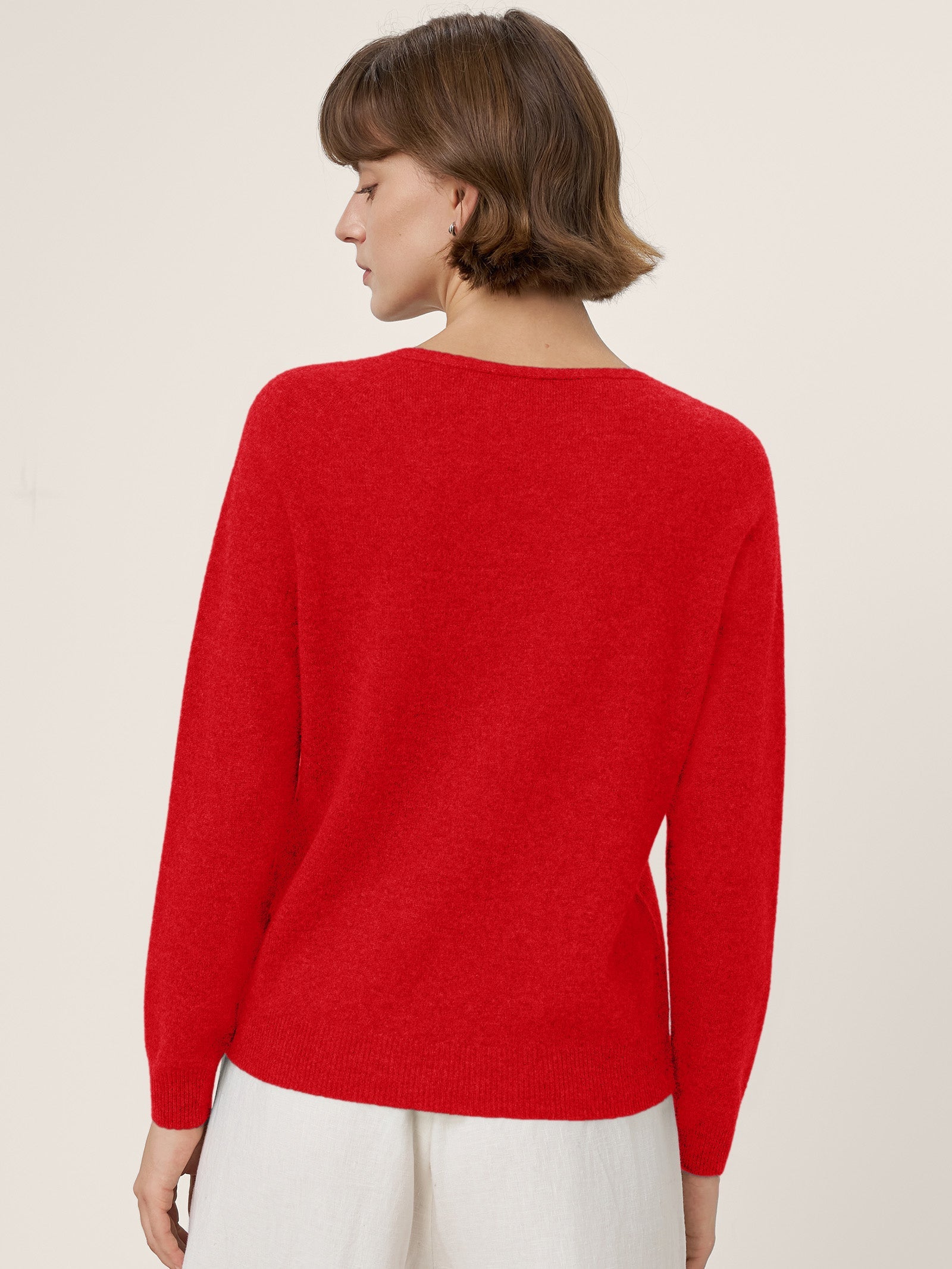 Premium Cashmere Blend Hand-Finished Seamless V-Neck Sweater SURI