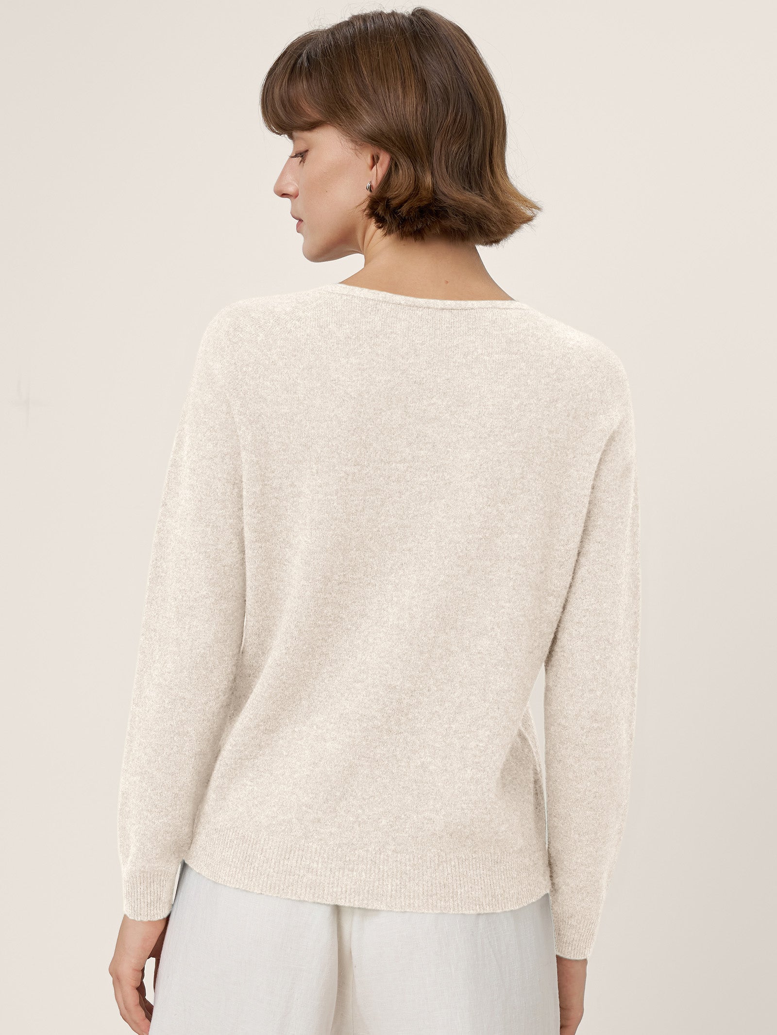 Premium Cashmere Blend Hand-Finished Seamless V-Neck Sweater SURI