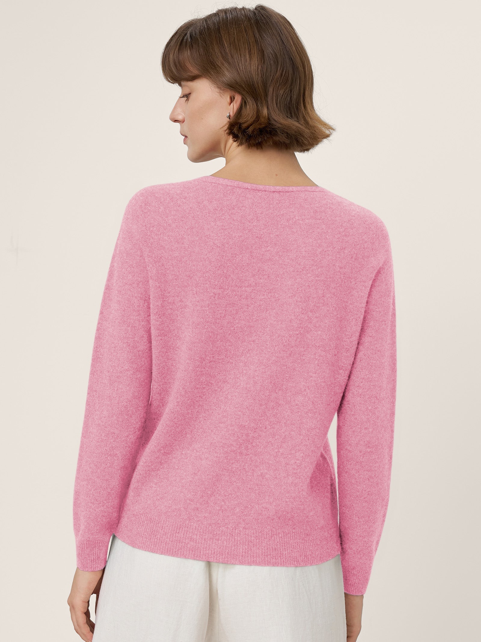 Premium Cashmere Blend Hand-Finished Seamless V-Neck Sweater SURI