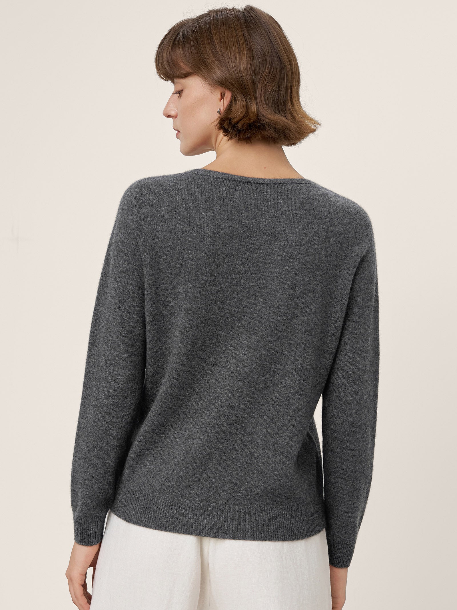Premium Cashmere Blend Hand-Finished Seamless V-Neck Sweater SURI