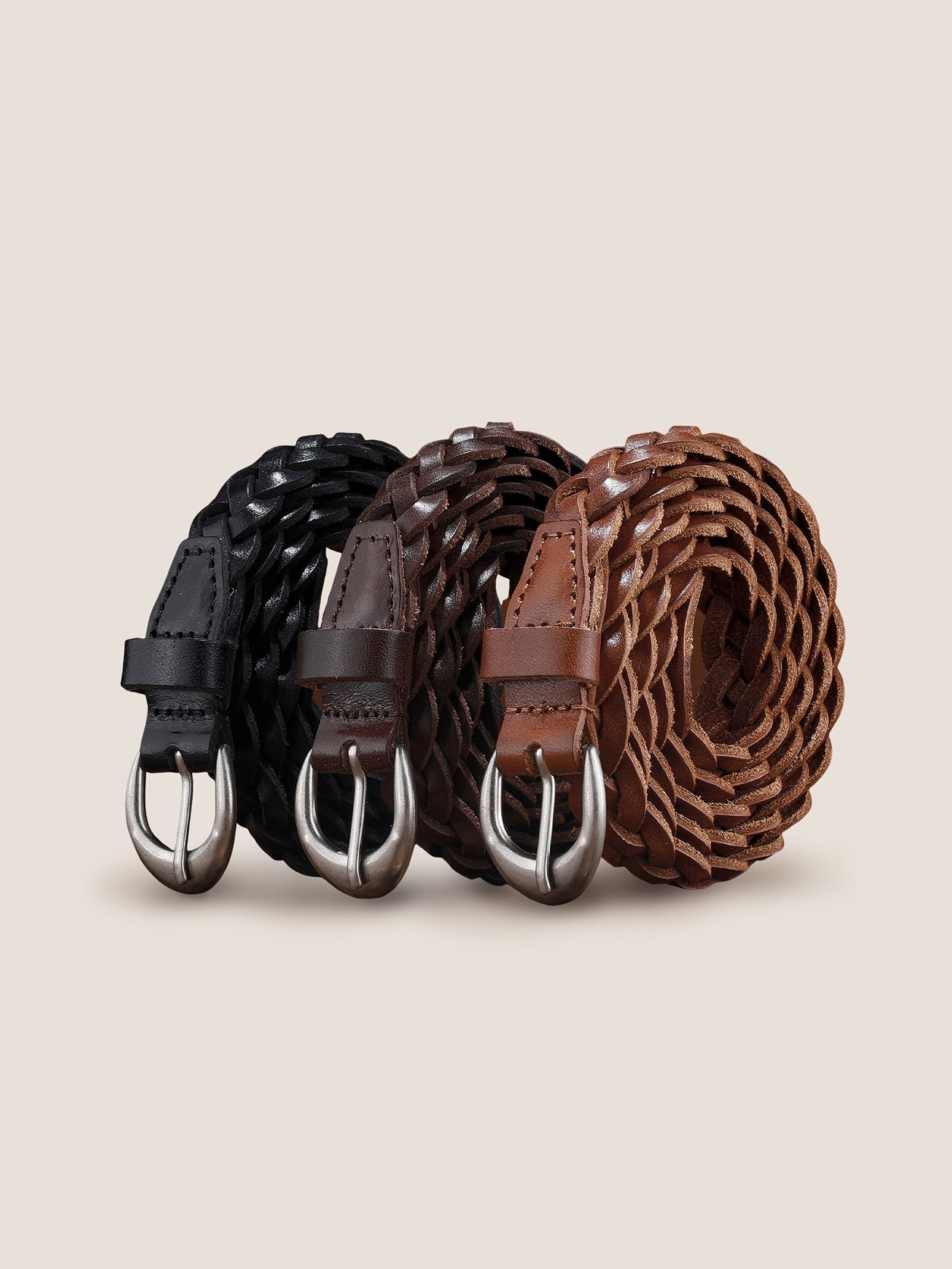 Premium Cowhide Retro Hand-Woven Twisted Thin Belt