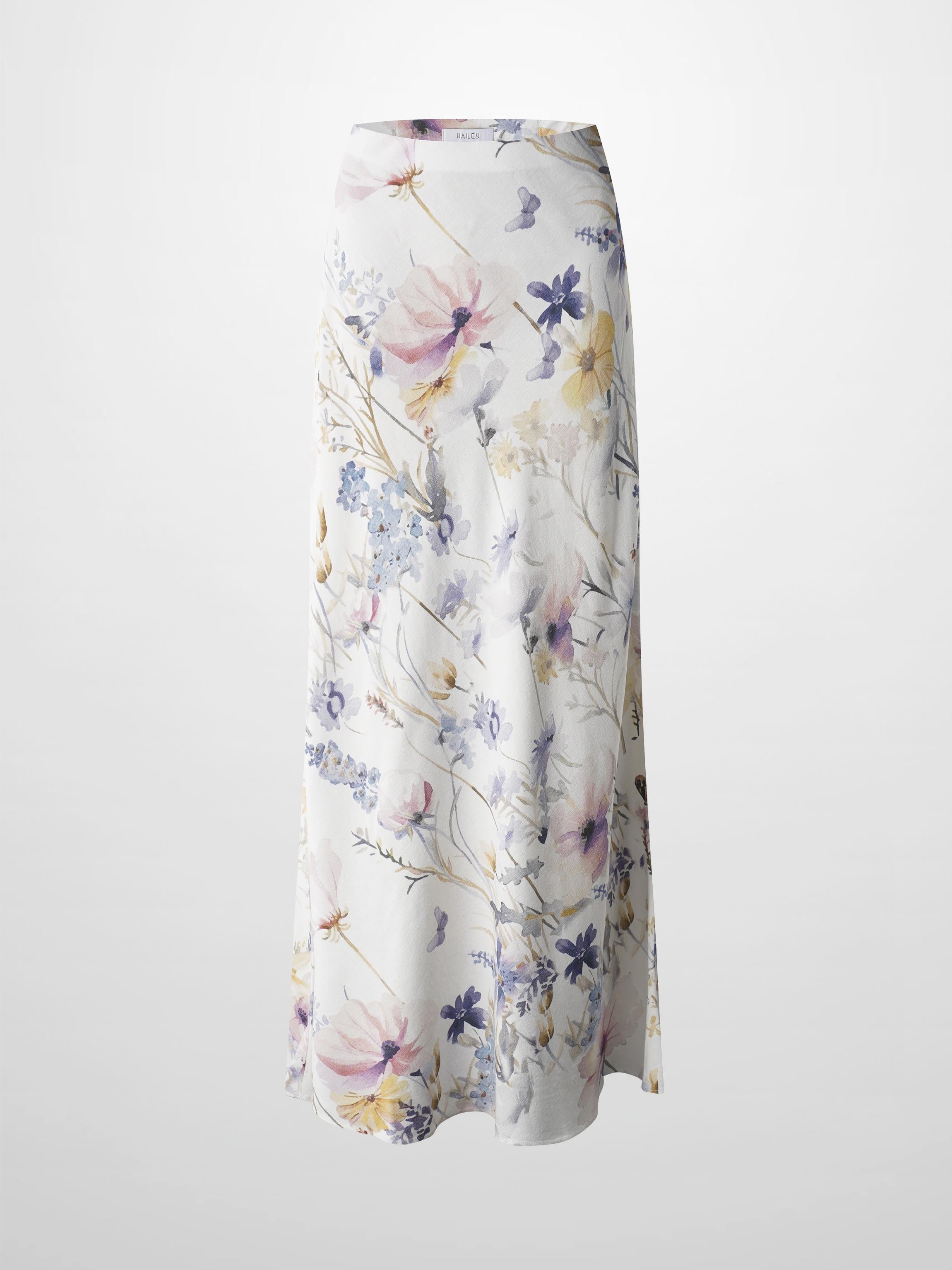 Printed Linen Blend Slip Skirt-Scattered Flowers