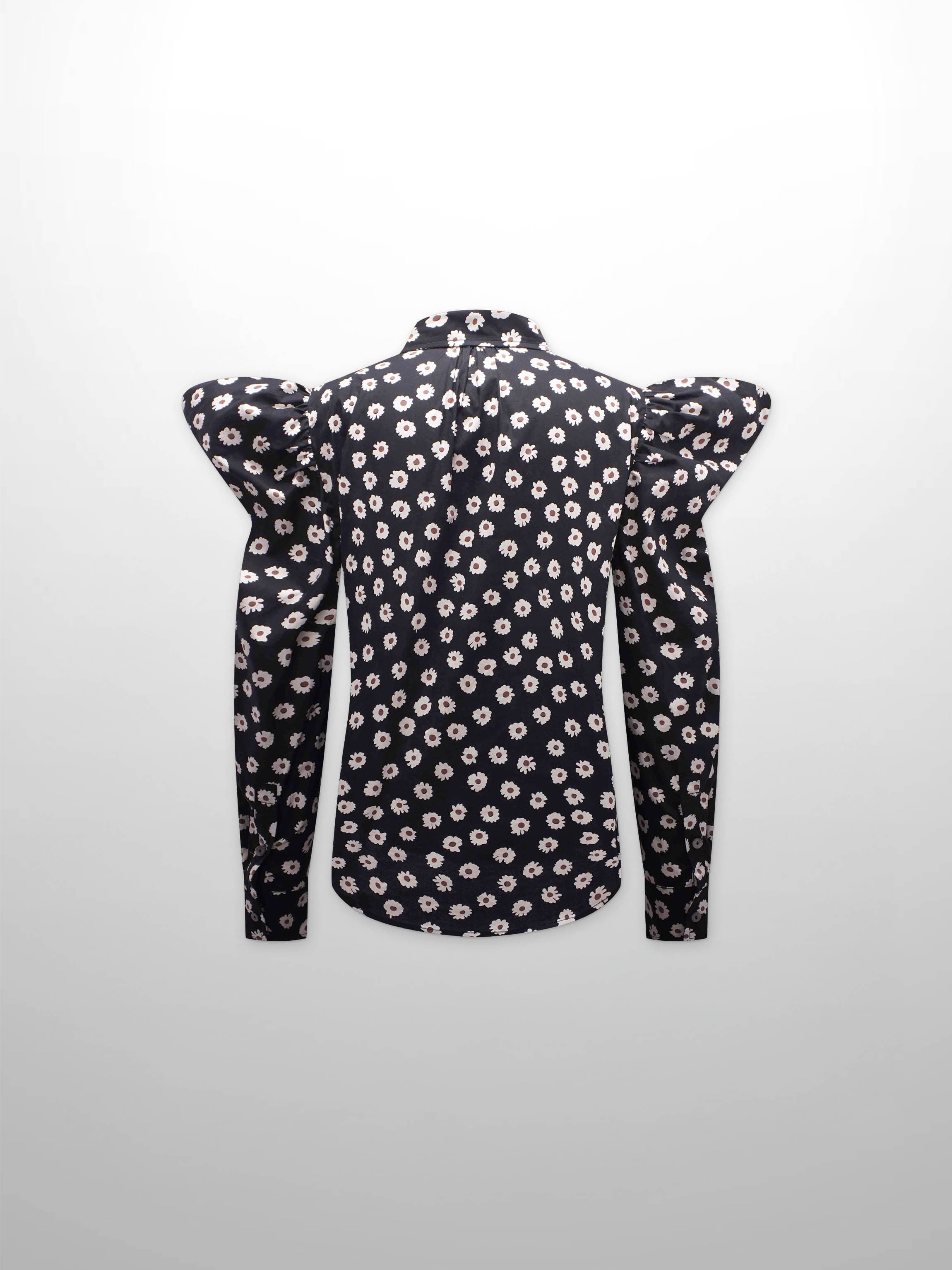 Puff Sleeve Blouse-Flower Poppy-1