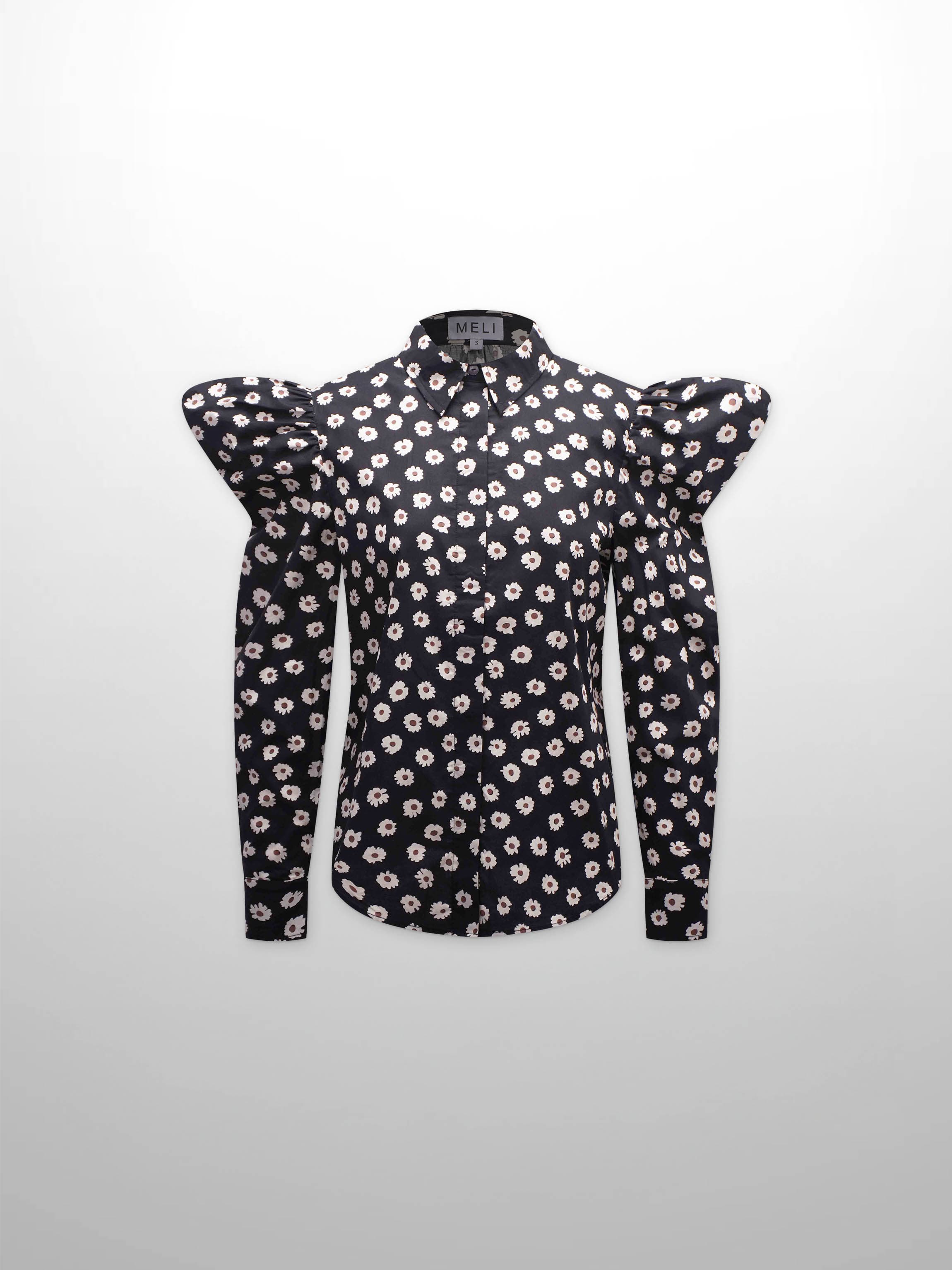 Puff Sleeve Blouse-Flower Poppy-0