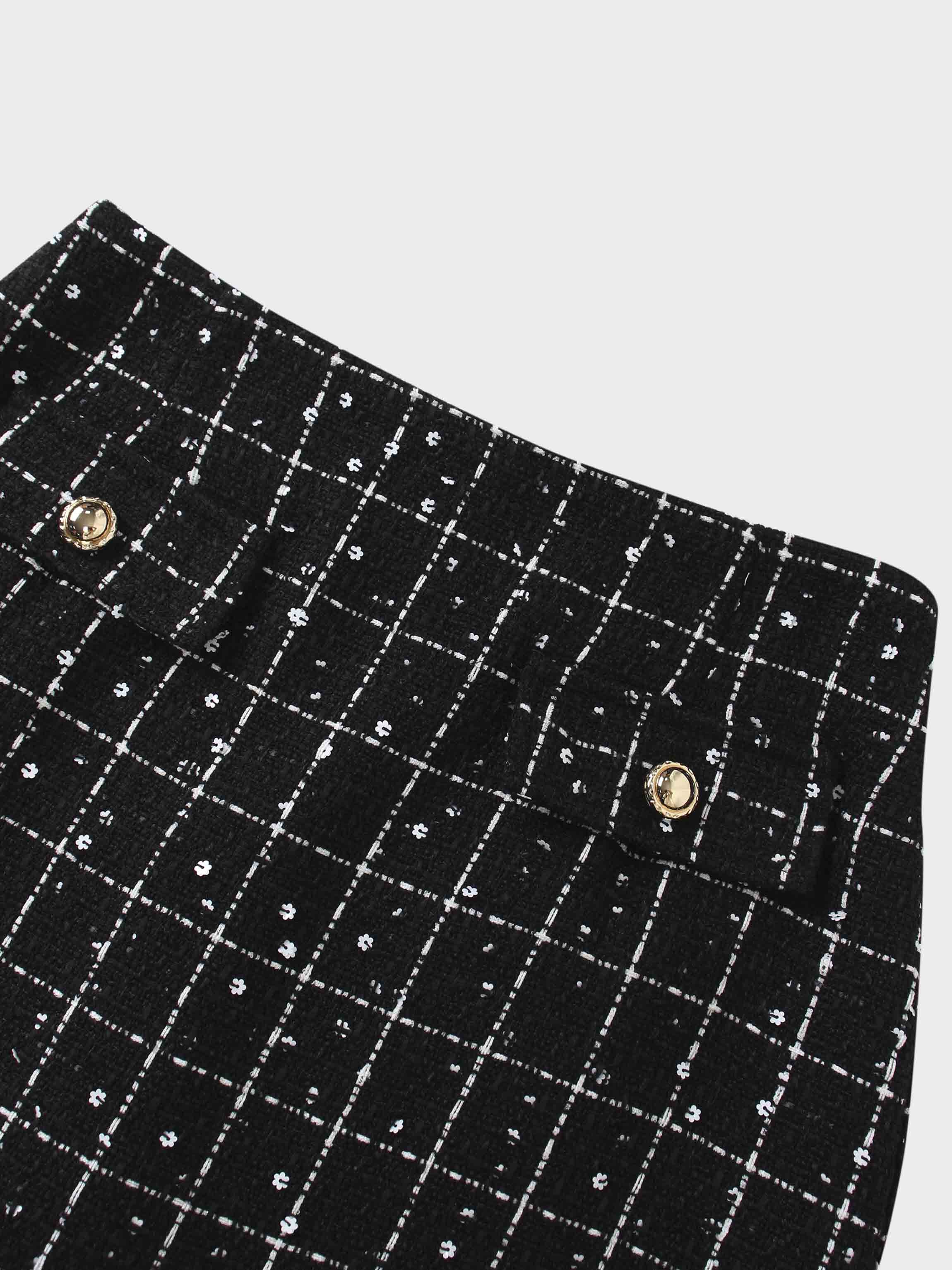 Short Pocket Skirt-Black/White-3