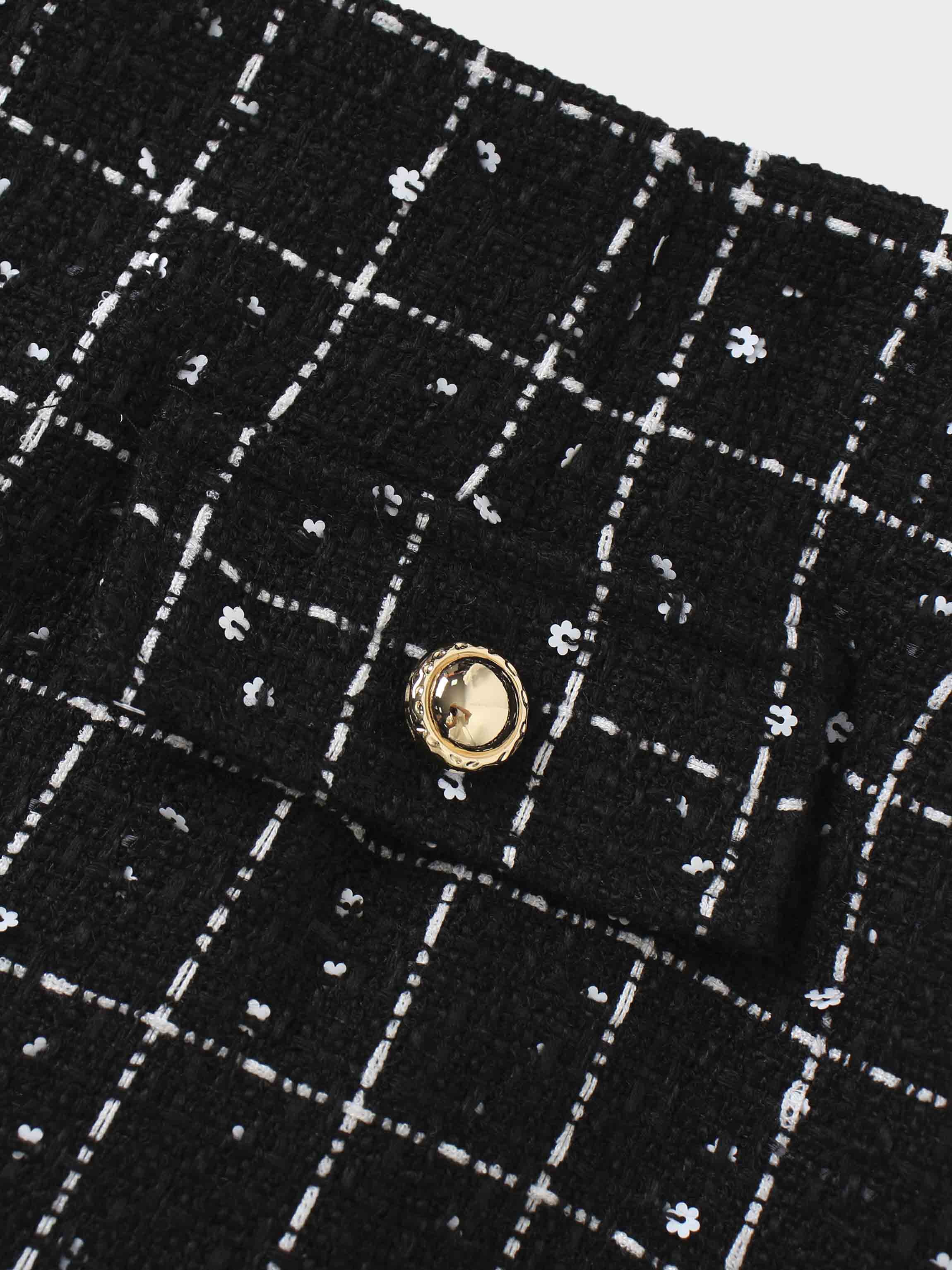 Short Pocket Skirt-Black/White-4