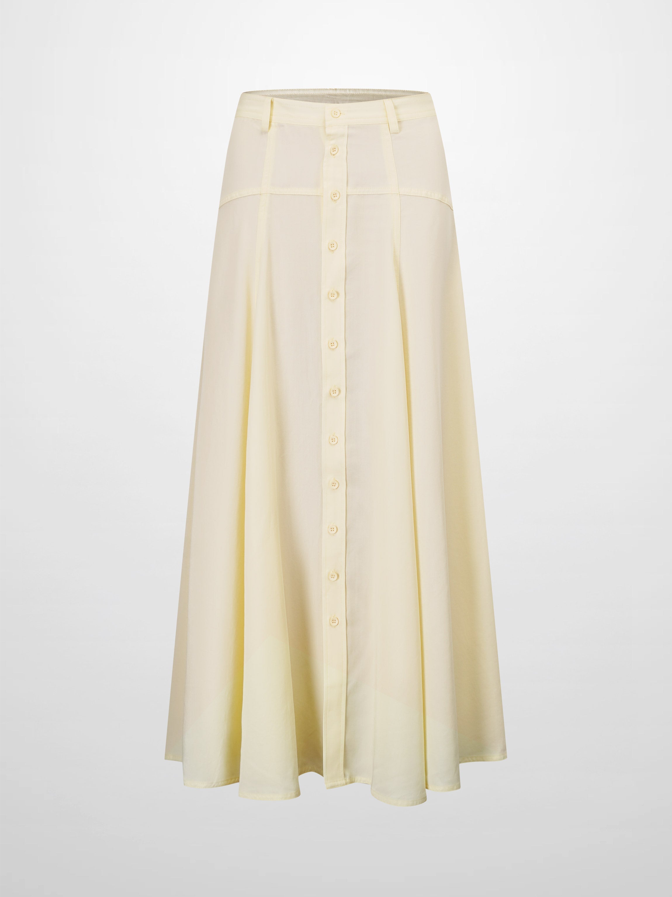 Tencel Yoke Button Down Skirt-Butter Yellow-1