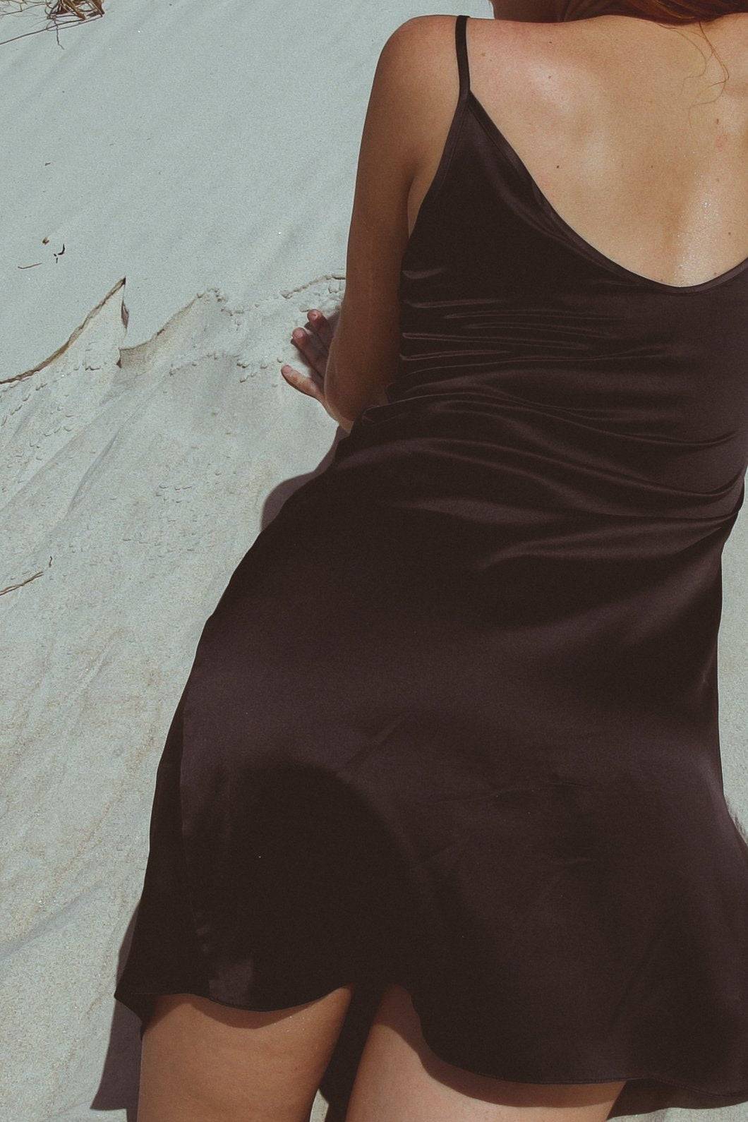 Vela Silk Dress In Jet Black