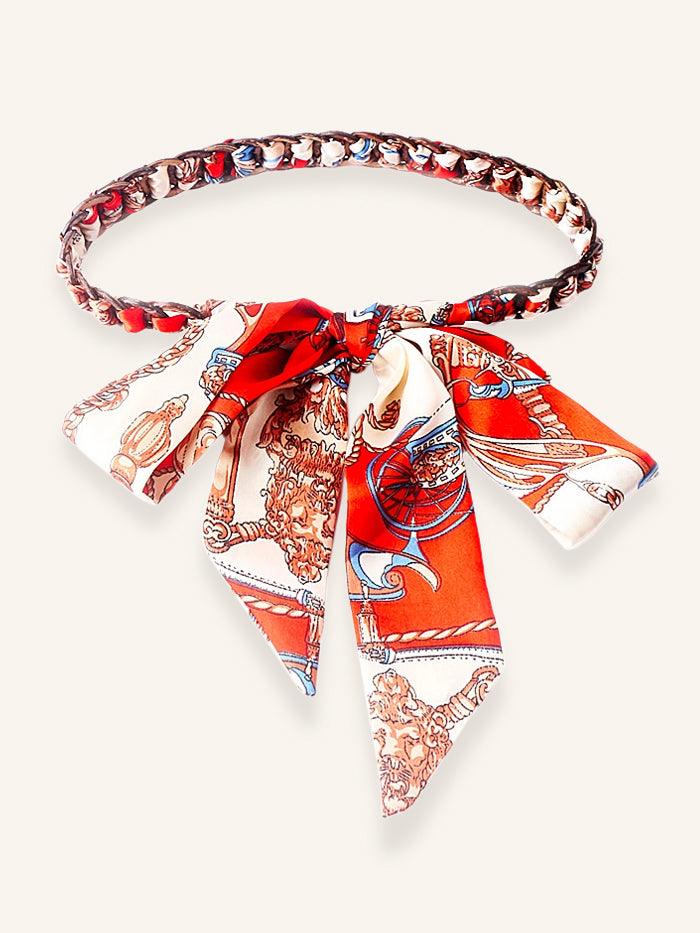 Vintage Blossom Bow Silk Scarf with Woven Belt OPHELIA