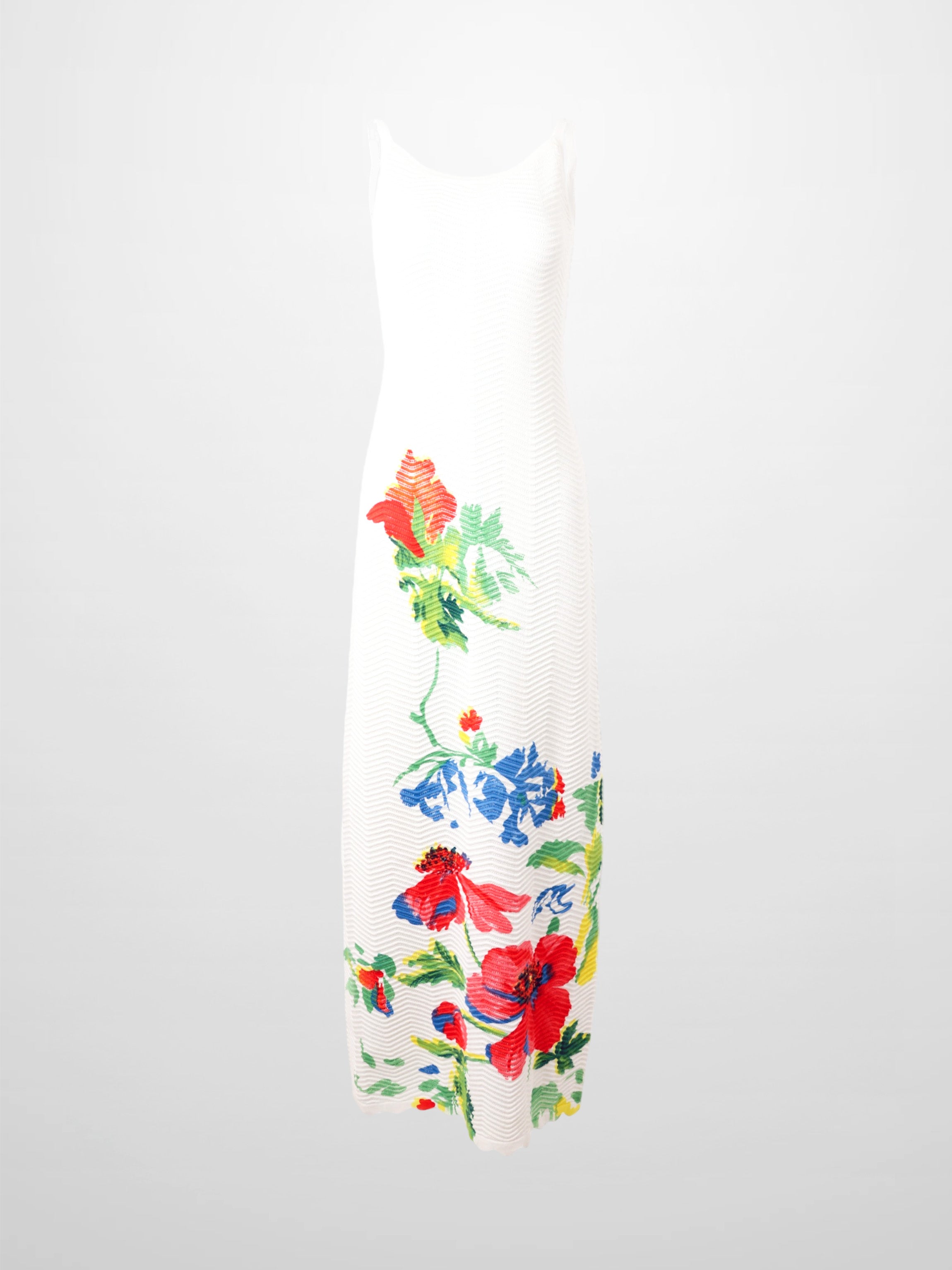 Wave Design Slip Dress-Coral Flower-2