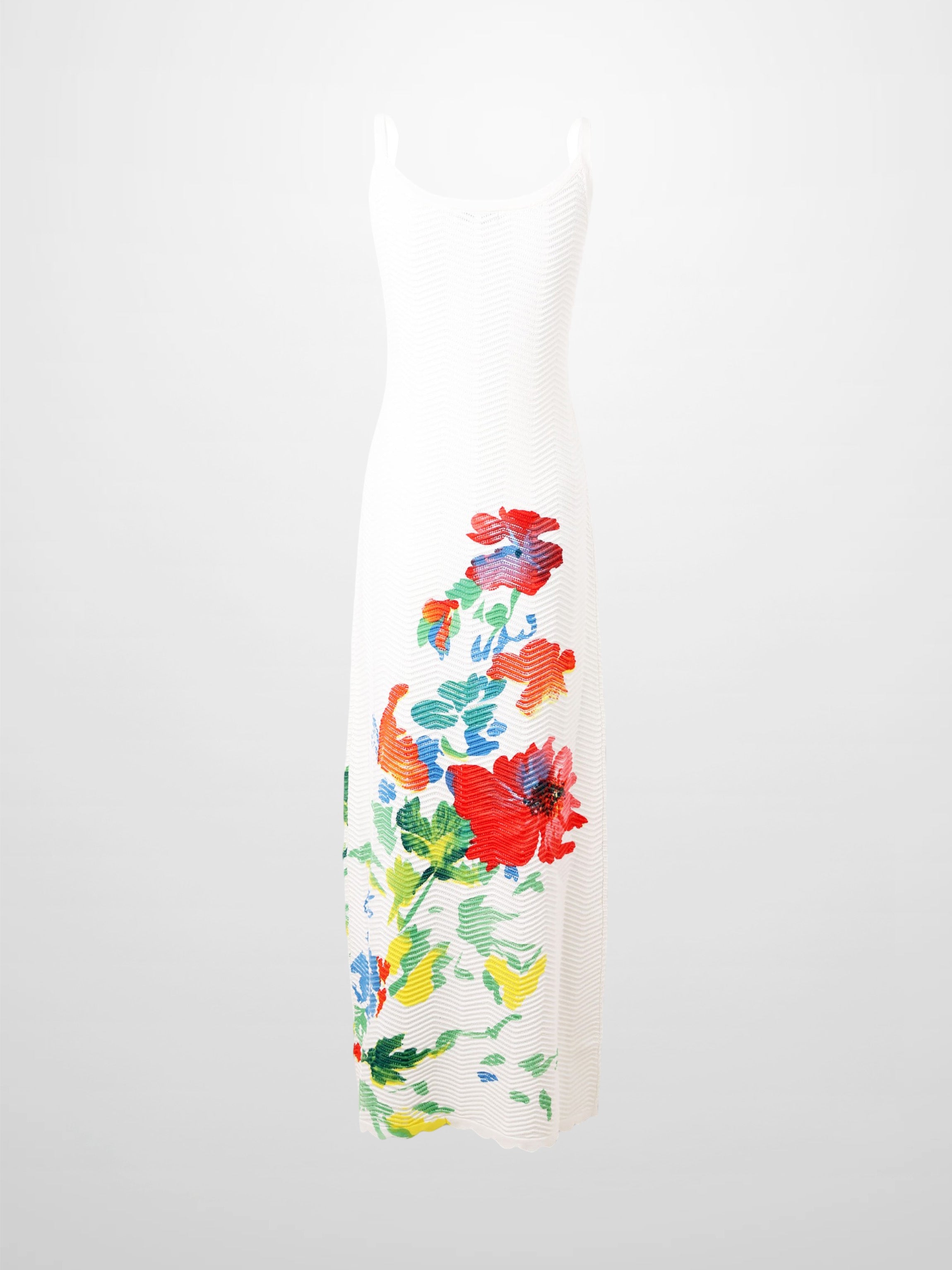 Wave Design Slip Dress-Coral Flower-3