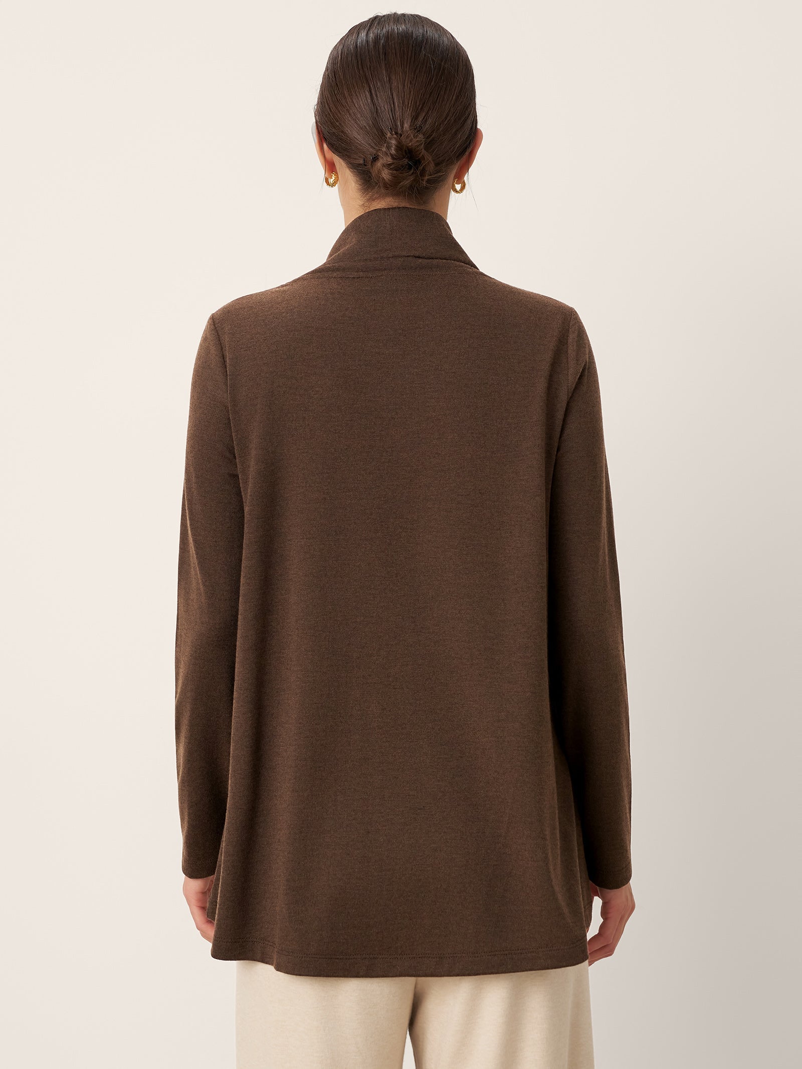 Wool Asymmetric Hem Long Sleeve Top CHARITY