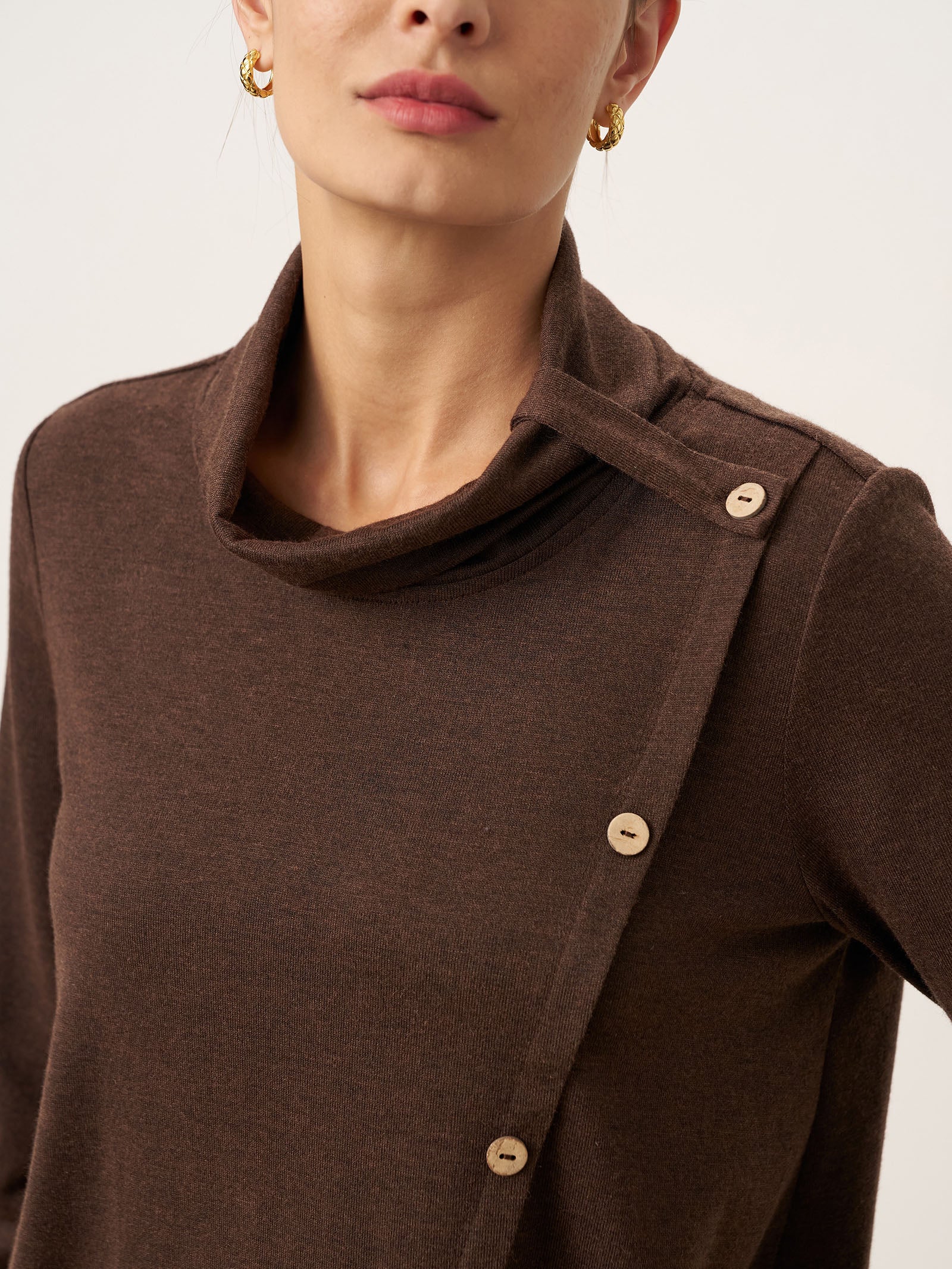 Wool Asymmetric Hem Long Sleeve Top CHARITY
