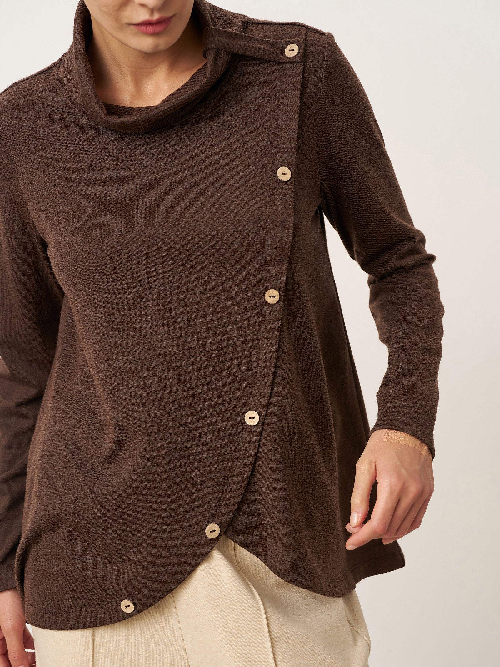 Wool Asymmetric Hem Long Sleeve Top CHARITY