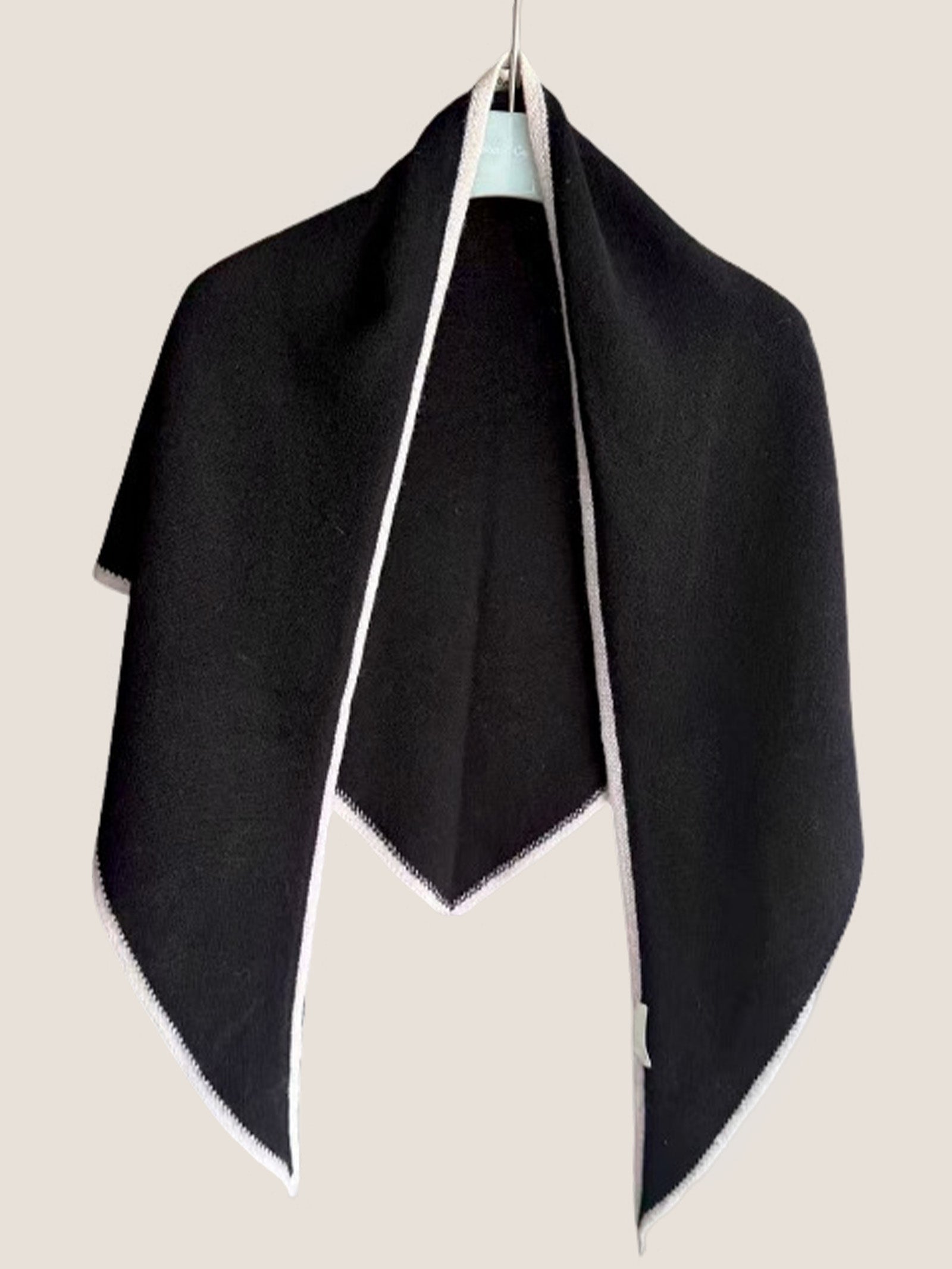 Wool Contrast Stitch Shawl Scarf