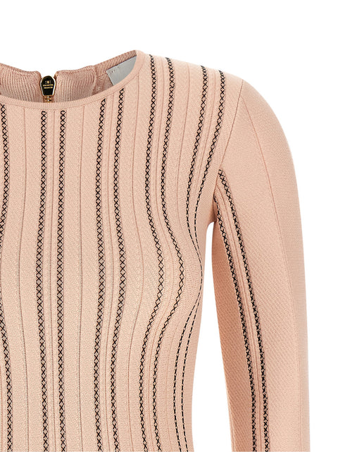 Elisabetta Franchi Pink Origami Knit Dress