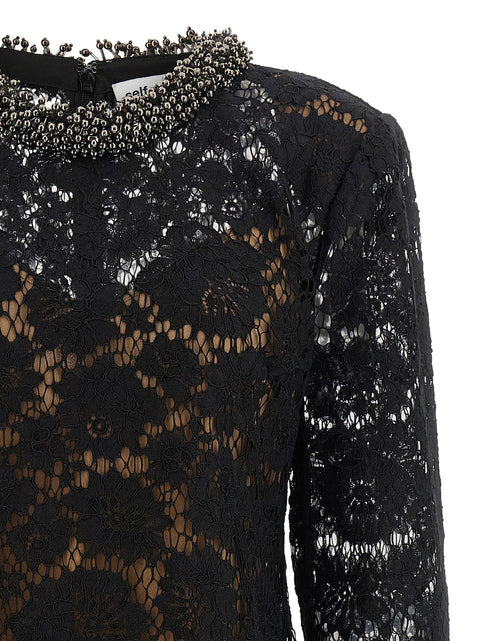 Self-Portrait Lace Dress With Jewel Collar