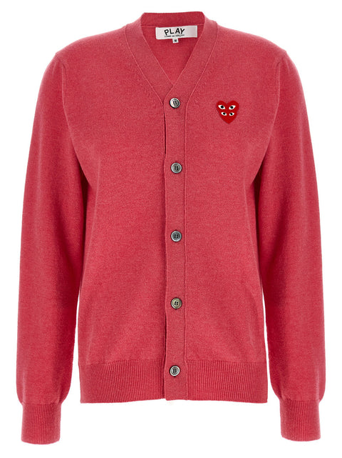 Comme Des Garçons Play Double Red Emblem Cardigan