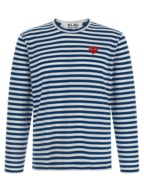 Comme Des Garçons Play Logo Patch Stripes T-shirt