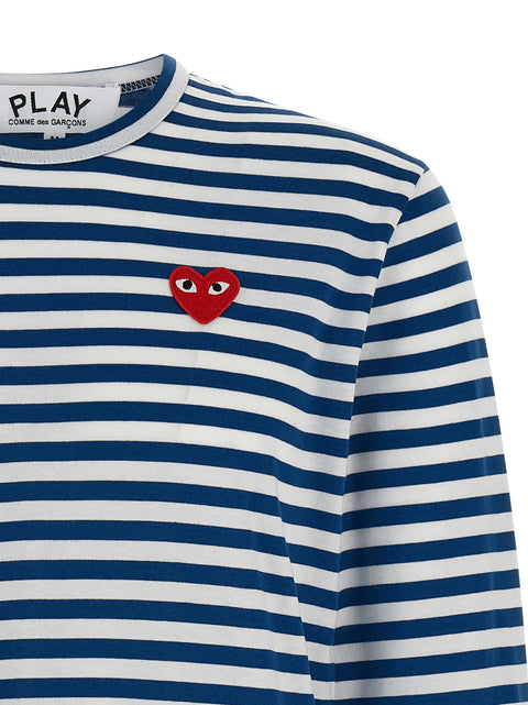 Comme Des Garçons Play Logo Patch Stripes T-shirt