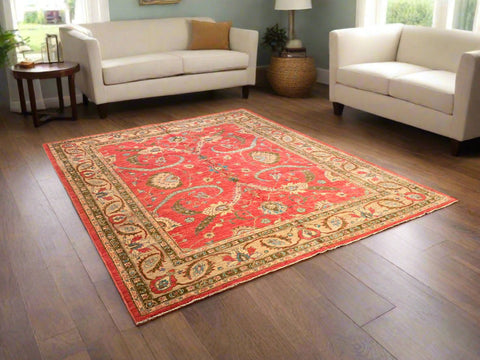 Hand-Knotted Sultanabad Vegetable-Dyed Wool Rug, 8" x 10" (K)