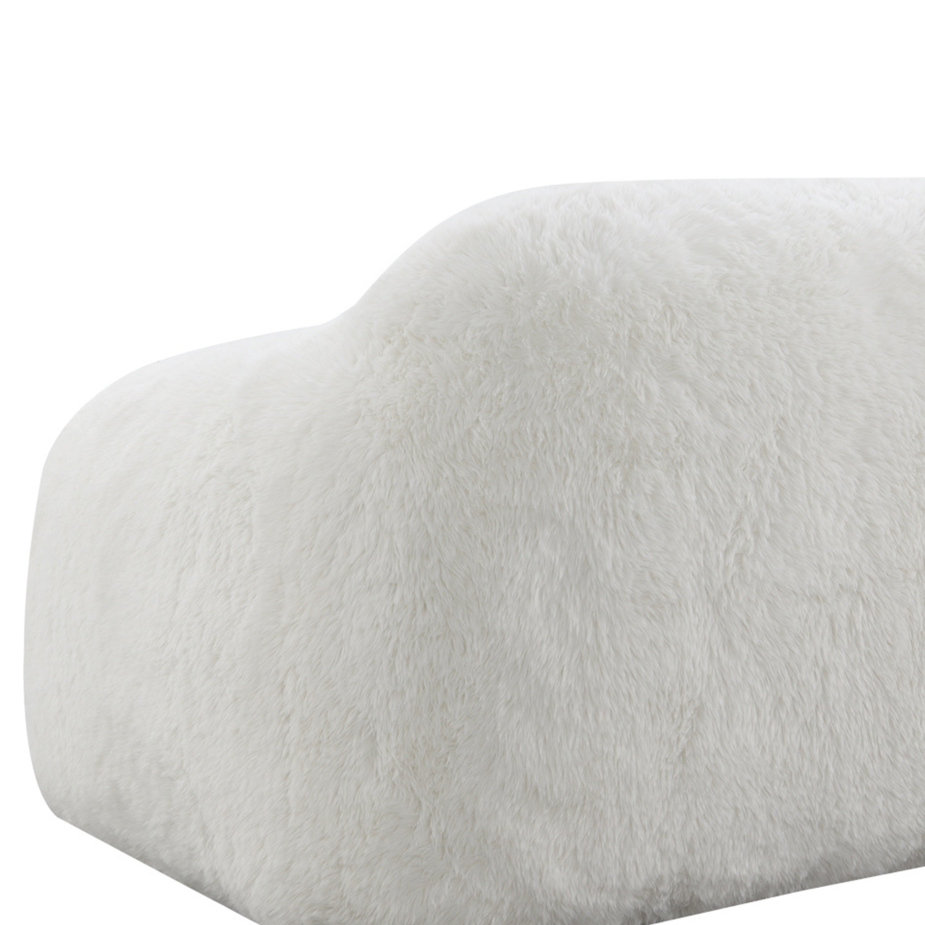 Adell Polar Bear 2-Piece Faux Fur Living Room Set with Sofa &amp; Swivel Cuddle Chair – Ivory White