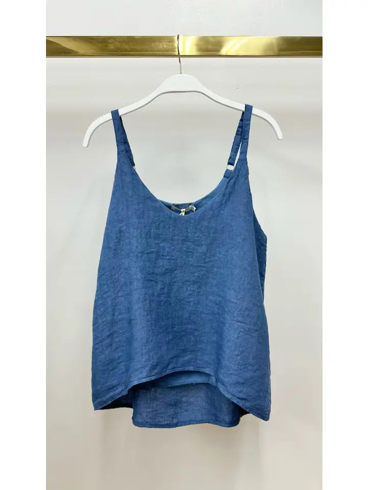 Adjustable Strap Linen Tank Top