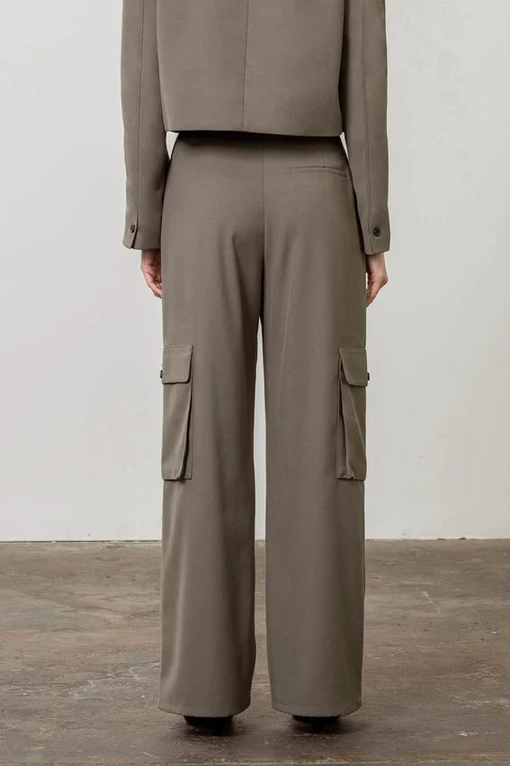Adjustable Waist Belt Cargo Dress Pants