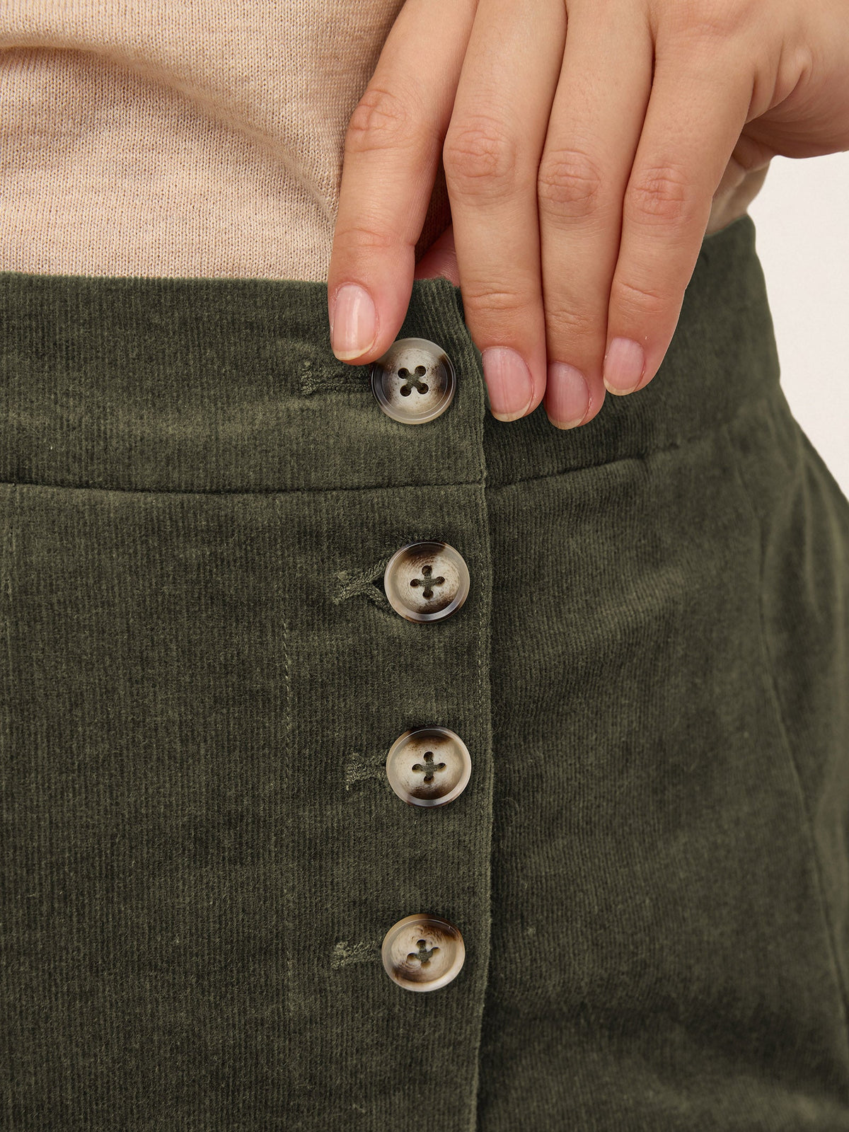 Cotton Lyocell Adjustable Button Mid Waist Tapered Ankle Pants ISOLABEL