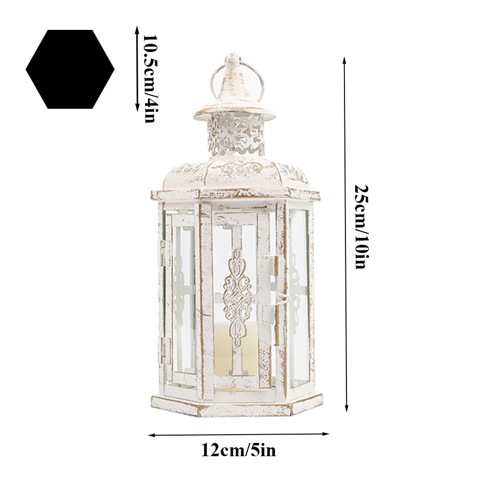 10 inch High Vintage Style Hanging Lantern Metal Candleholder
