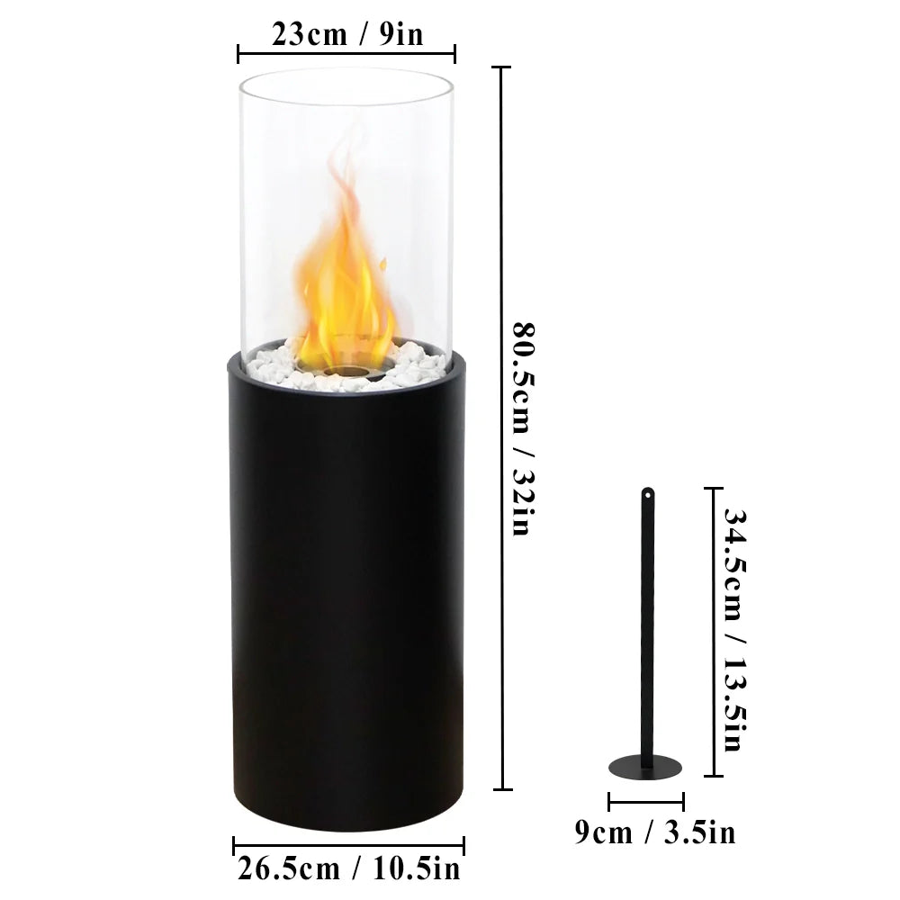 10.5" *10.5"*31.5" Big Round Freestanding Outdoor Fireplace
