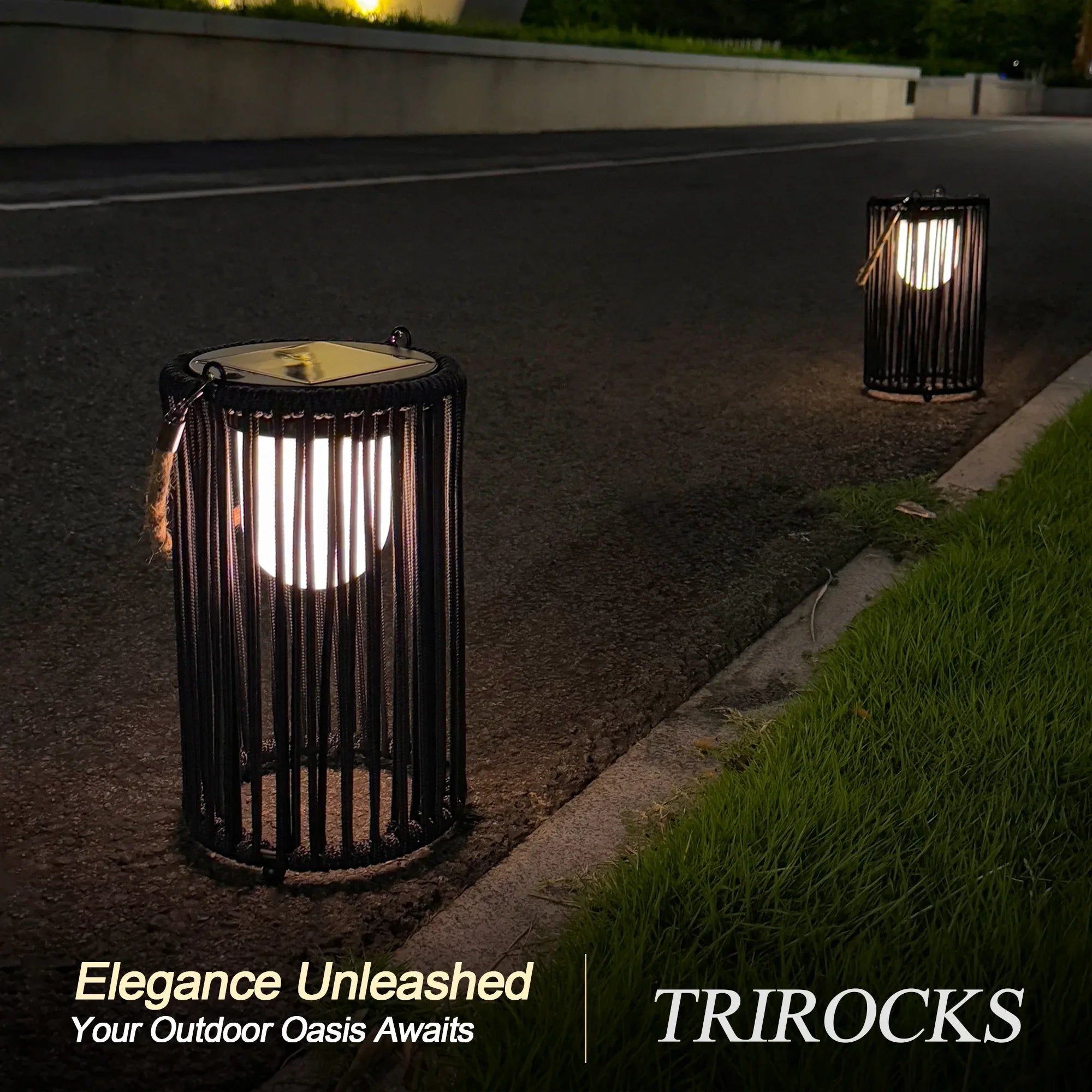 10.5'' High Solar Lantern Outdoor Table Lamp Black 2Pcs