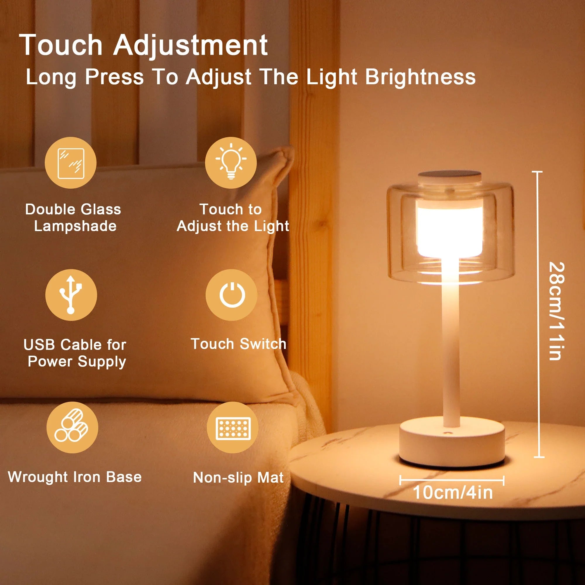 11" H 3-Way Dimmable Rechargeable Lamp