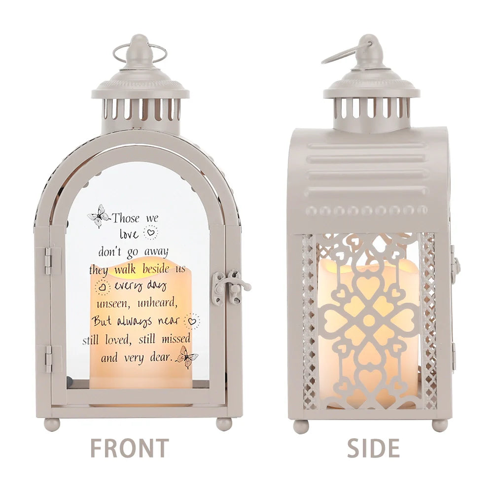11'' High Memorial Lantern With Automatic Timer(Grey)