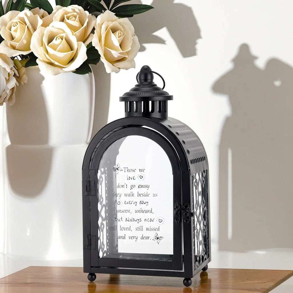11'' High Memorial Lantern With Automatic Timer(black)