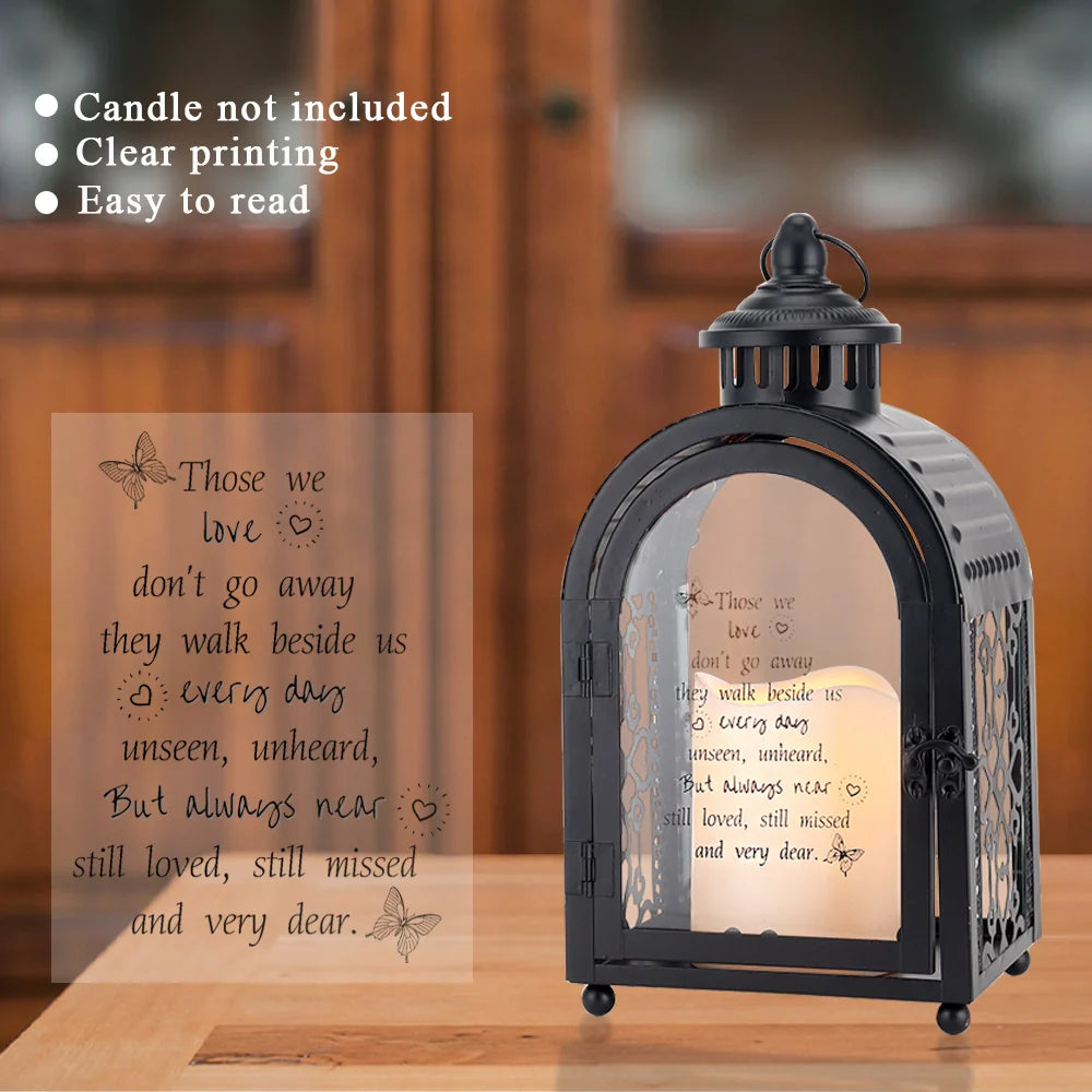11'' High Memorial Lantern With Automatic Timer(black)