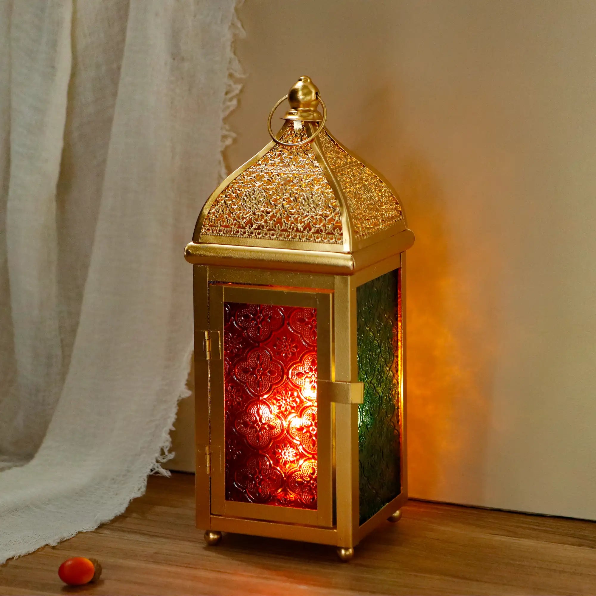 12'' Gold Moroccan Candle Lantern