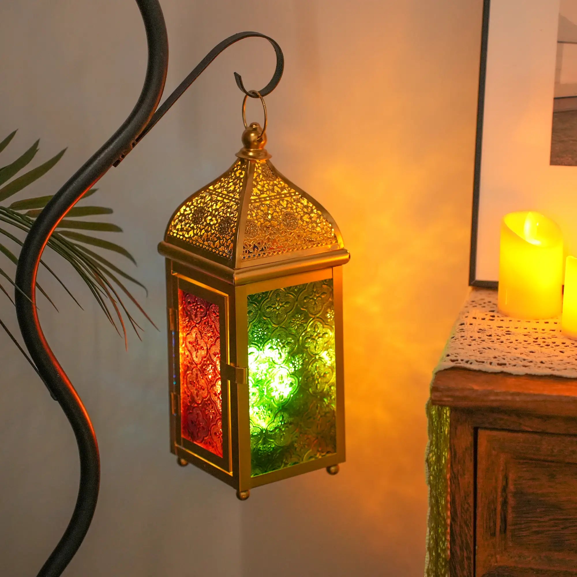 12'' Gold Moroccan Candle Lantern