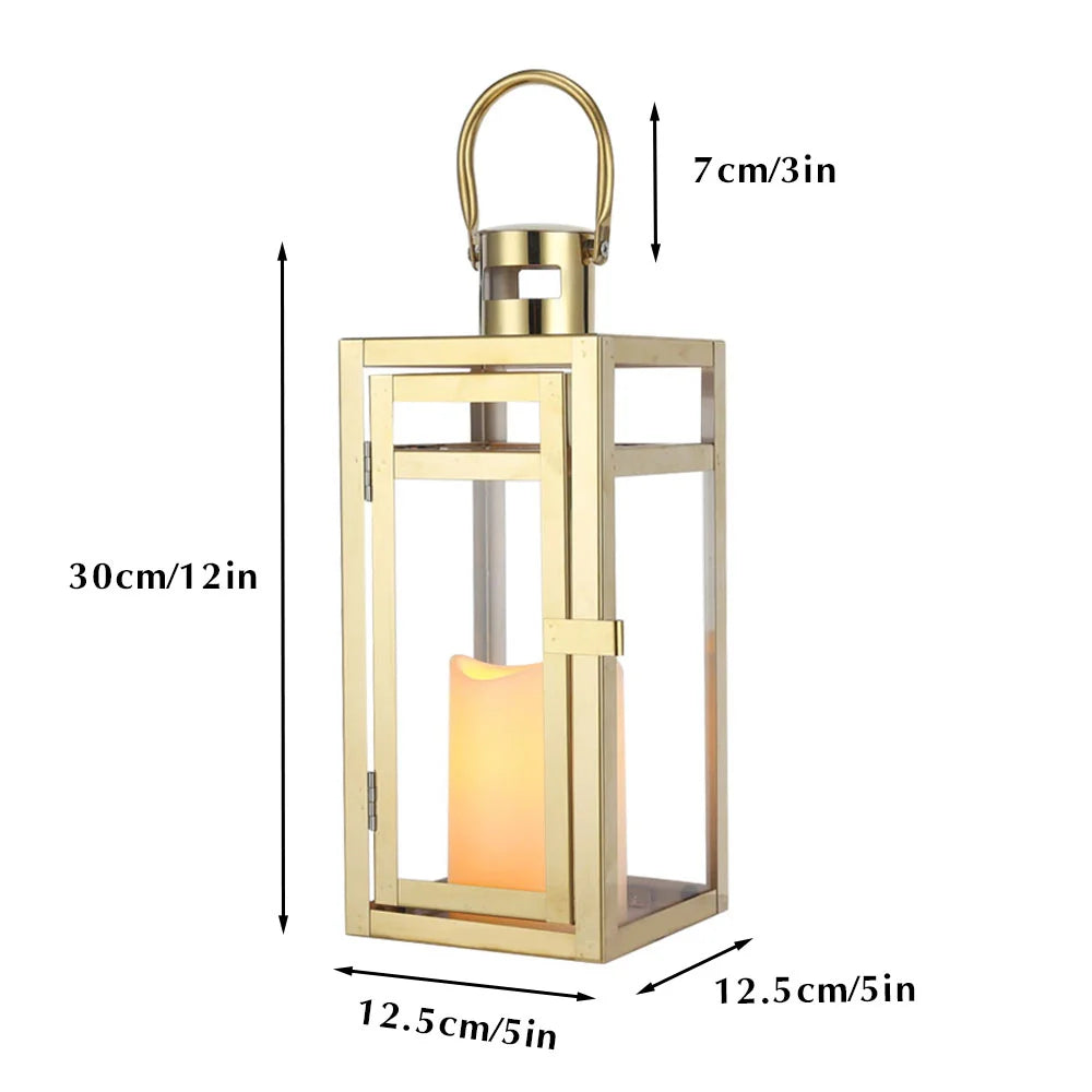 12'' High Metal Decorative Candle Lantern (Gold)