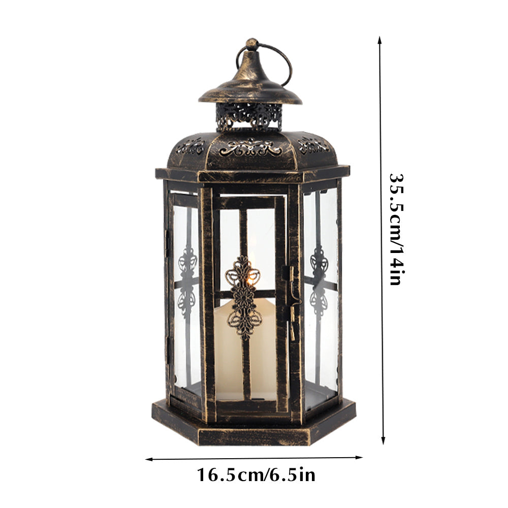 12“H Medium Metal Candle Holder(Black with Gold Brush)