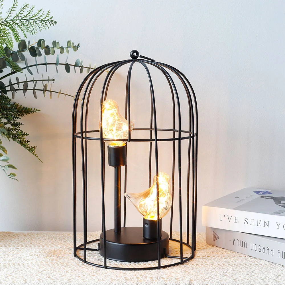 12"Tall Battery Operated Birdcage Decorative Lamp