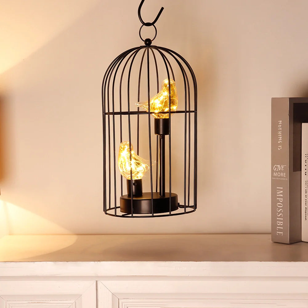 12"Tall Battery Operated Birdcage Decorative Lamp