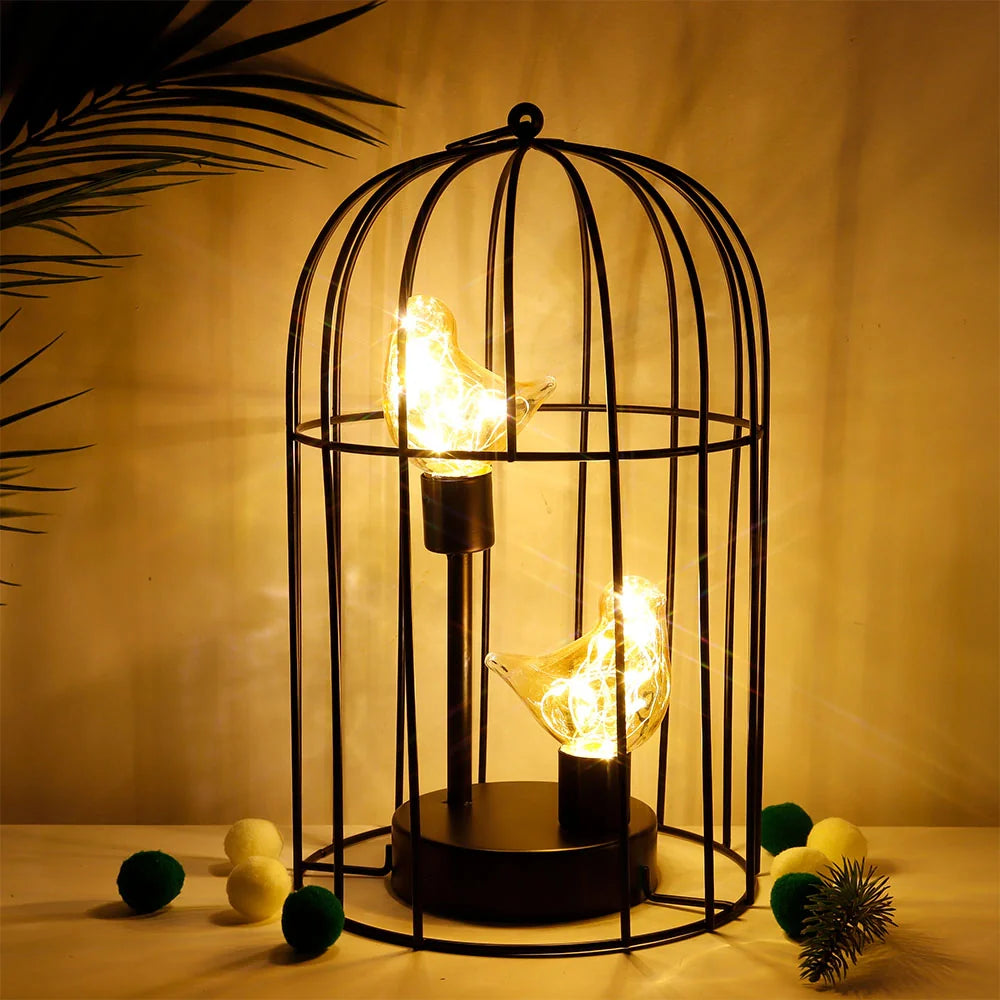 12"Tall Battery Operated Birdcage Decorative Lamp