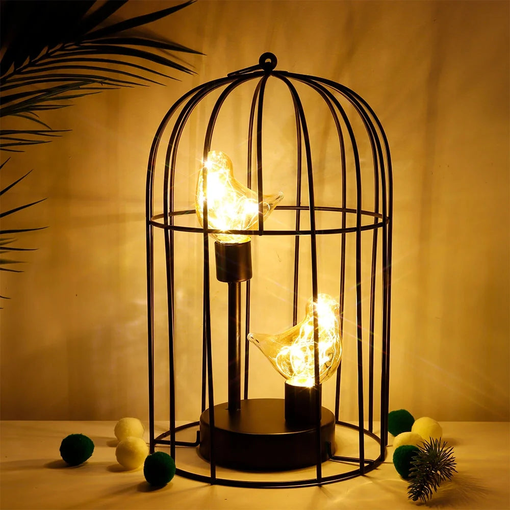 12"Tall Battery Operated Birdcage Decorative Lamp