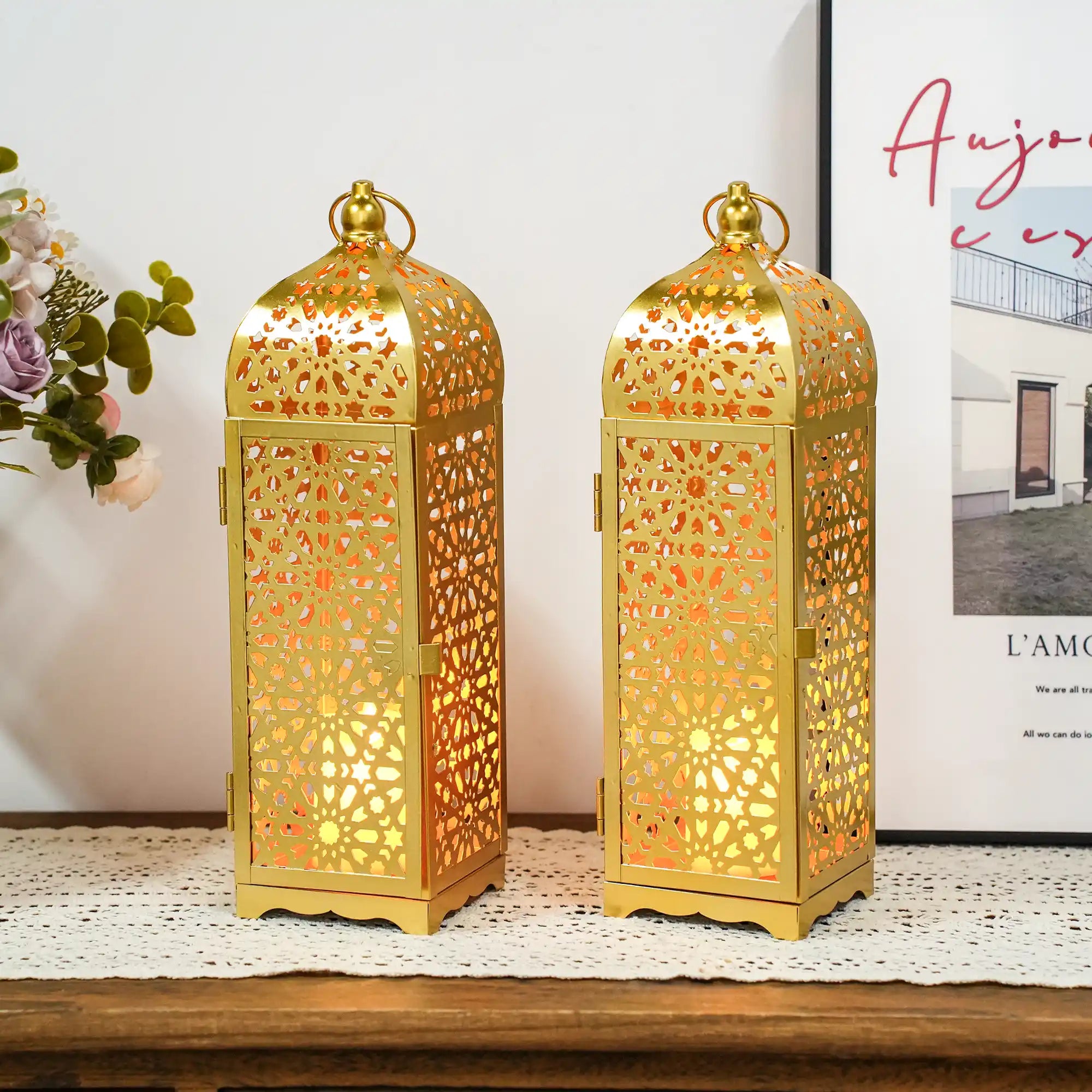 12.5" H Metal Decorative Candle Lantern