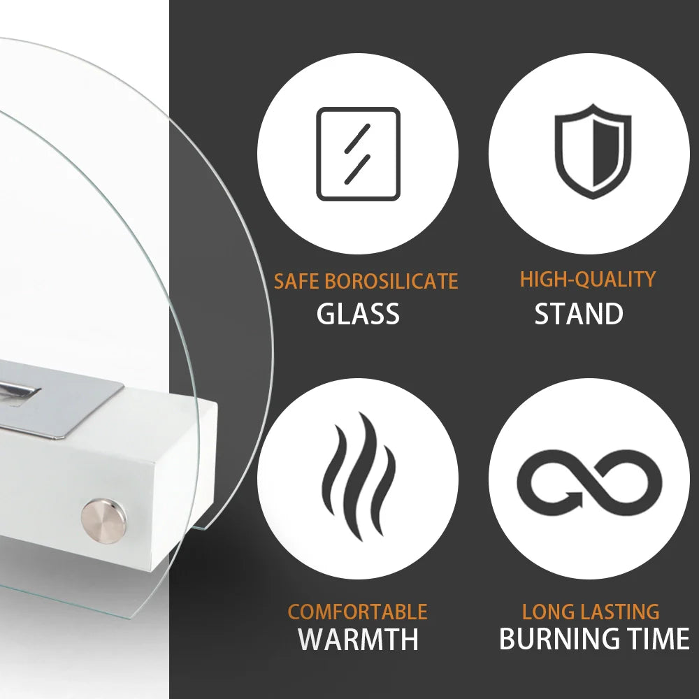 13.5" L Portable Tabletop Fireplace (White)
