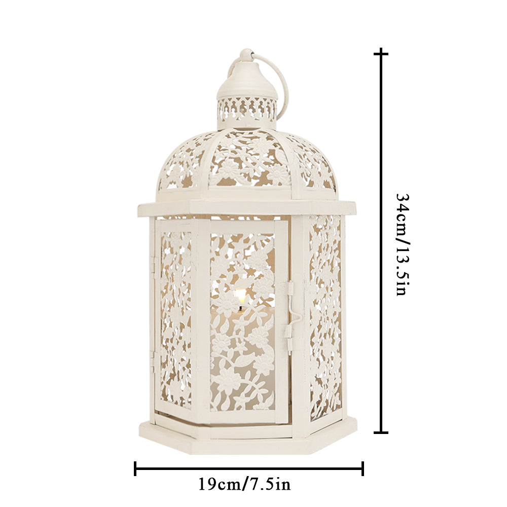 13.5''H Metal Candle Holder Rustic Decorative Lanterns