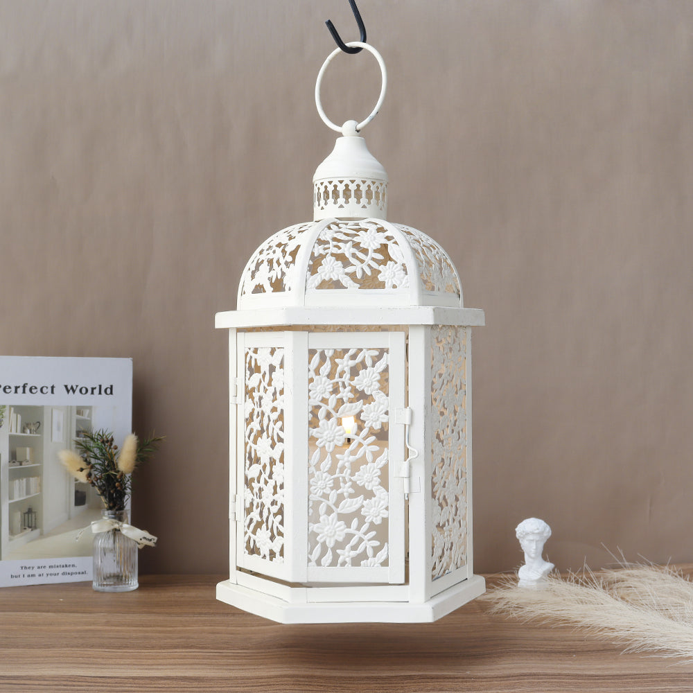 13.5''H Metal Candle Holder Rustic Decorative Lanterns