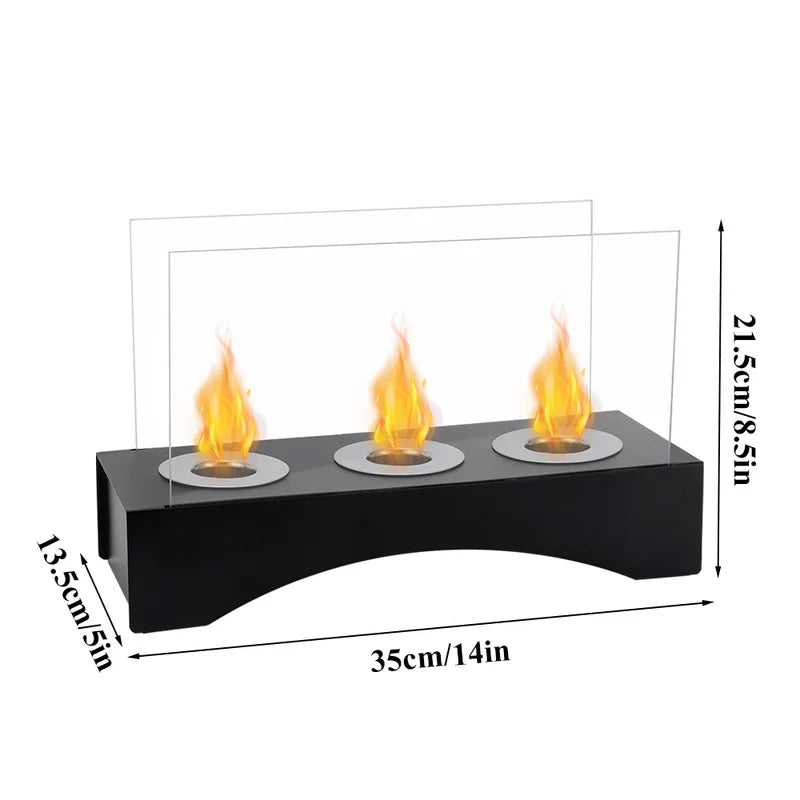 13.5"×5"×8.5" Tabletop Bio Ethanol Fireplace