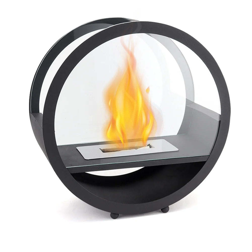 14"*14”H Black Round Freestanding Tabletop Fireplace